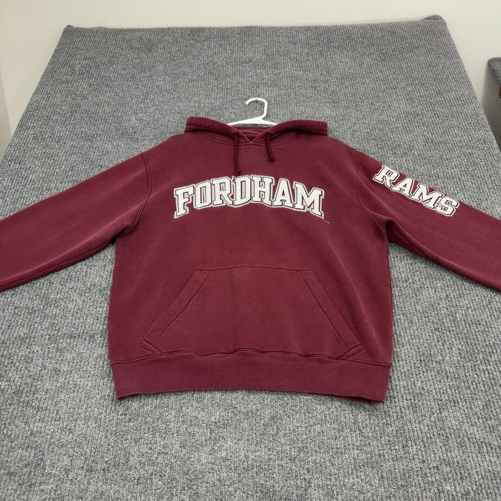 Fordham Rams Champion Hoodie Mens M Maroon Cotton Pullover Collegiate Style